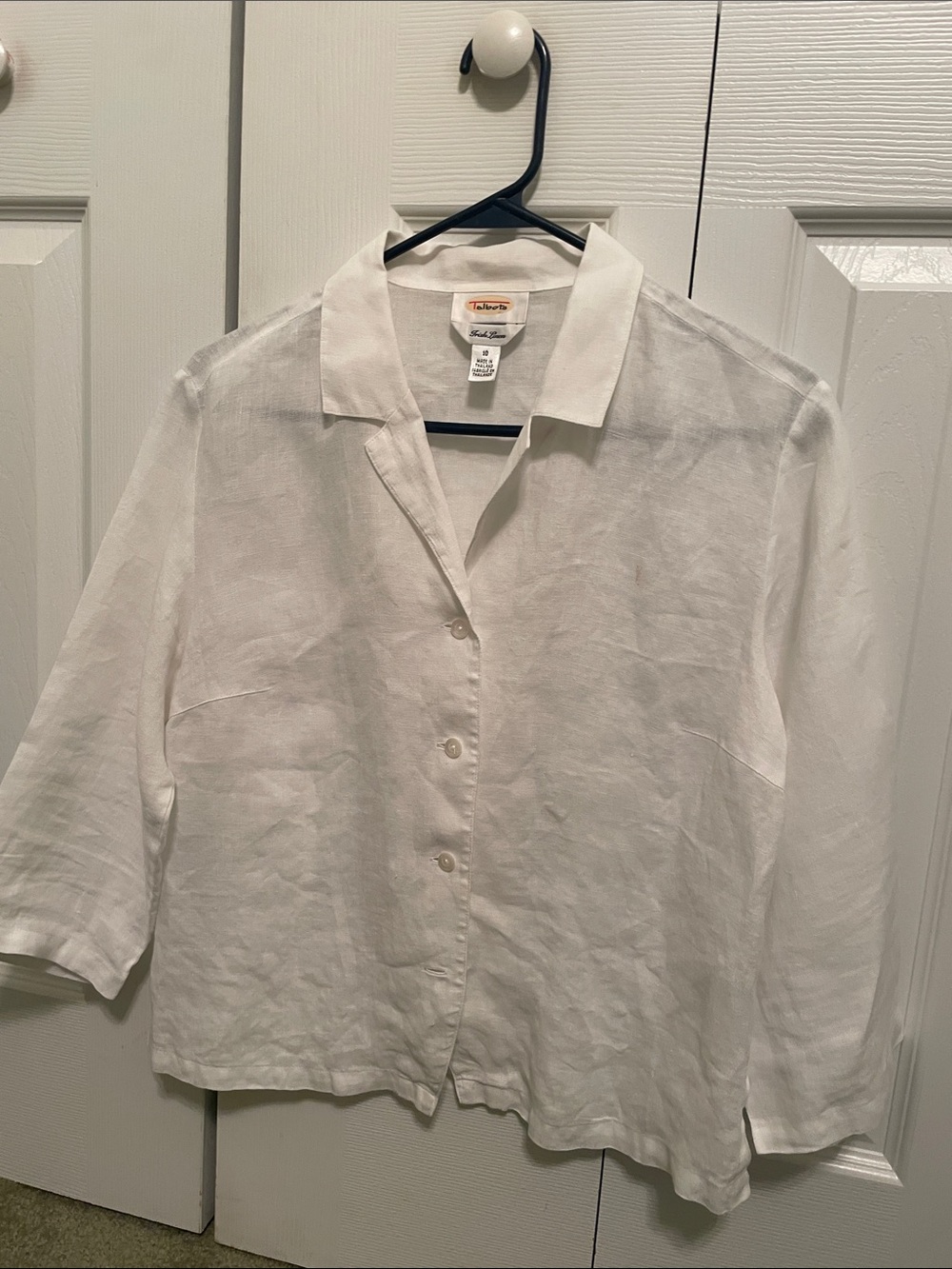 Talbots Cream Irish Linen Button-Down Shirt